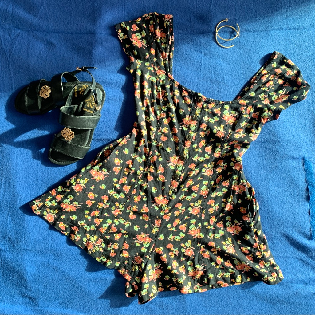 Urban Outfitters My So Called Romper Smocked Floral Printed S
